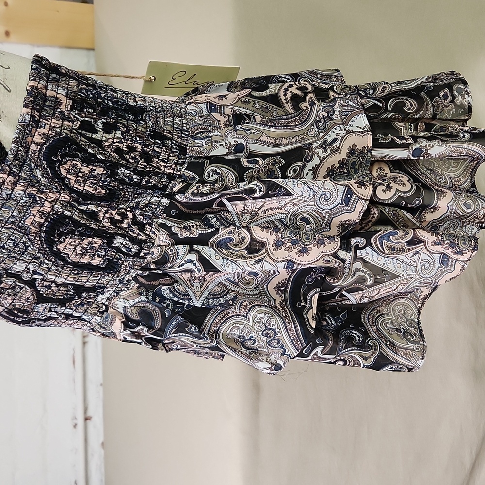 Black/ Pink and Cream Paisley Strapless Top NWT Elan Size Medium - Picture 4 of 9